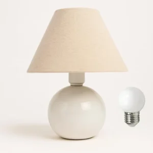 Abajur de Mesa Cerâmica Bolinha com Lâmpada LED Inclusa 21cm Branco
